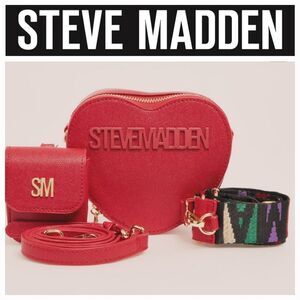 Steve Madden BRoni Heart-Shaped Crossbody Bag- Crimson